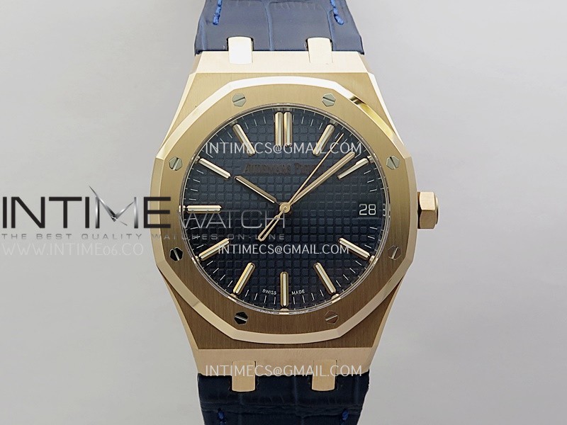 Royal Oak 41mm 15510 Gain Weight V2 DDF 1:1 Best Edition Blue Dial On Blue Leather Strap Super Clone DD4302