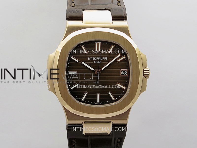 Nautilus 5711 Gain Weight DDF 1:1 Best Edition Brown Textured Dial On Black Leather Strap Super Clone DD324 Nautilus 5711 Gain Weight DDF 1:1 Best Edition Brown Textured Dial On Black Leather Strap Super Clone DD324