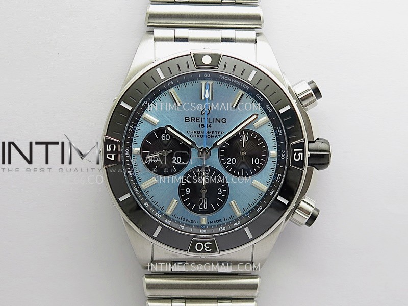 Chronomat B01 44mm SS TF 1:1 Best Edition Ice Blue Dial On SS Bracelet A7750 To Cal.01 (Free Rubber Strap) Chronomat B01 44mm SS TF 1:1 Best Edition Ice Blue Dial On SS Bracelet A7750 To Cal.01 (Free Rubber Strap)