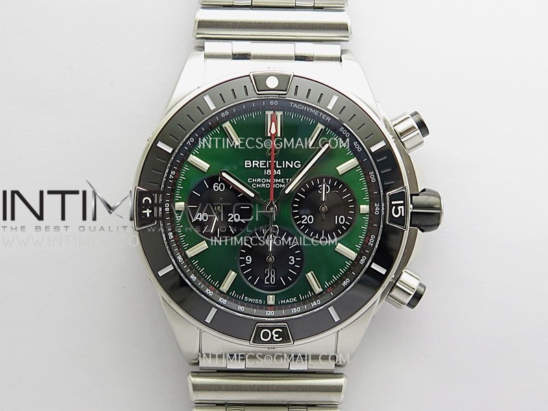Chronomat B01 44mm SS TF 1:1 Best Edition Green Dial On SS Bracelet A7750 To Cal.01 (Free Rubber Strap) Chronomat B01 44mm SS TF 1:1 Best Edition Green Dial On SS Bracelet A7750 To Cal.01 (Free Rubber Strap)