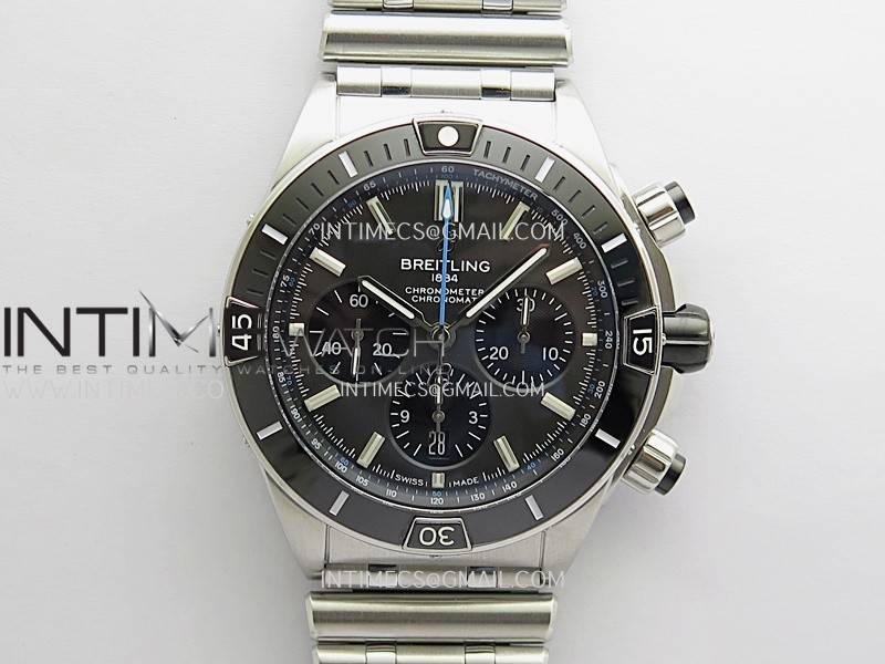 Chronomat B01 44mm SS TF 1:1 Best Edition Gray Dial On SS Bracelet A7750 To Cal.01 (Free Rubber Strap)