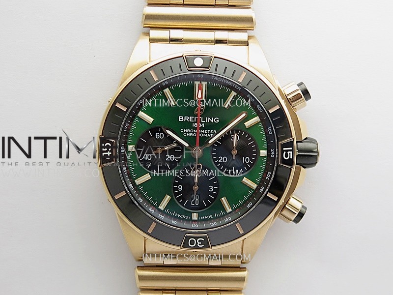 Chronomat B01 44mm RG TF 1:1 Best Edition Green Dial On RG Bracelet A7750 To Cal.01 (Free Rubber Strap) Chronomat B01 44mm RG TF 1:1 Best Edition Green Dial On RG Bracelet A7750 To Cal.01 (Free Rubber Strap)