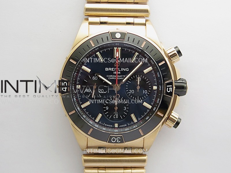 Chronomat B01 44mm RG TF 1:1 Best Edition Blue Dial On RG Bracelet A7750 To Cal.01 (Free Rubber Strap) Chronomat B01 44mm RG TF 1:1 Best Edition Blue Dial On RG Bracelet A7750 To Cal.01 (Free Rubber Strap)