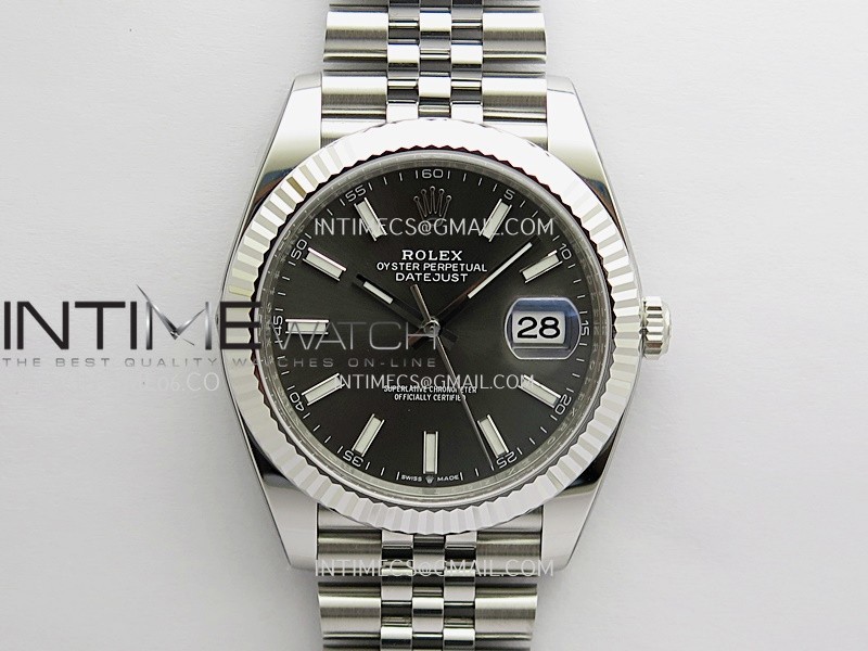 DateJust 41mm 126334 904L SS Clean Plus 1:1 Best Edition Gray Dial Stick Marker On Jubilee Bracelet DD3235