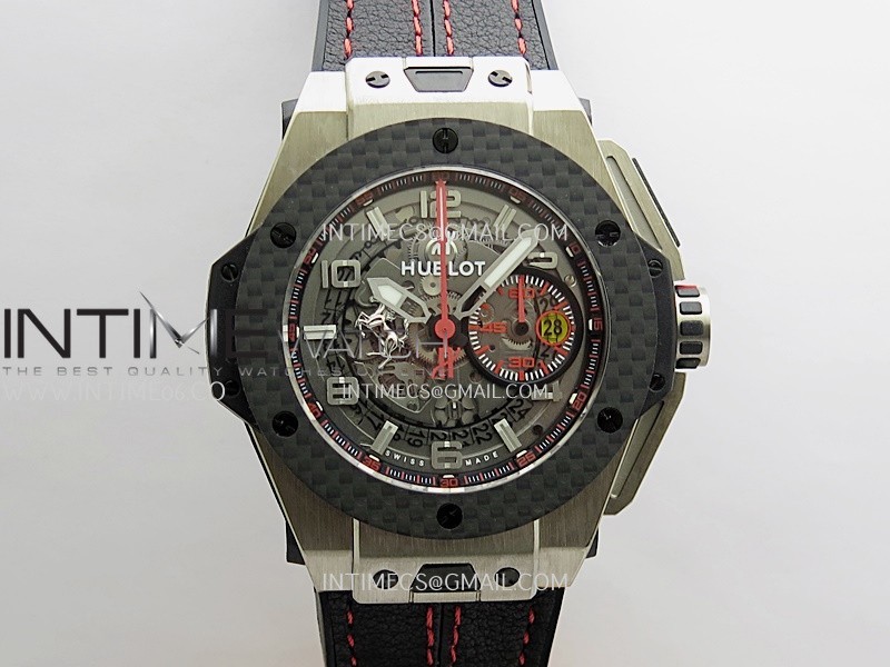 Hublot Big Bang Unico 44mm Carbon/SS HBBF 1:1 Best Edition Skeleton Dial Silver Marker On Black Gummy Strap A1280 Hublot Big Bang Unico 44mm Carbon/SS HBBF 1:1 Best Edition Skeleton Dial Silver Marker On Black Gummy Strap A1280
