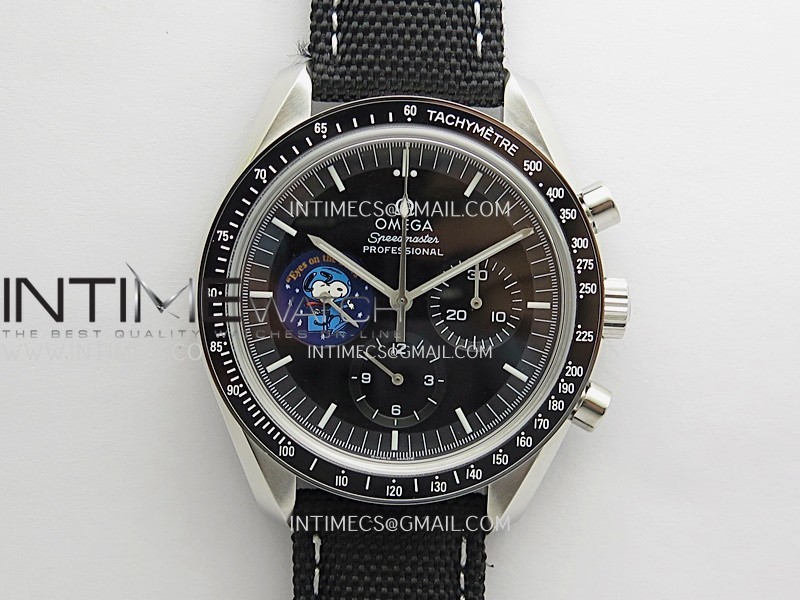 Speedmaster Professional Snoopy SS SMF 1:1 Best Edition Black Dial On Black Nylon Strap A3861(Free SS Bracelet) Speedmaster Professional Snoopy SS SMF 1:1 Best Edition Black Dial On Black Nylon Strap A3861(Free SS Bracelet)
