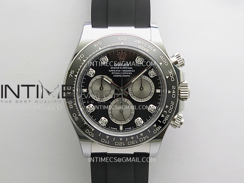 Daytona 126519 Gain Weight ARF 1:1 Best Edition Black Dial Silver Subdial Diamond Marker On Oysterflex Strap DD4131