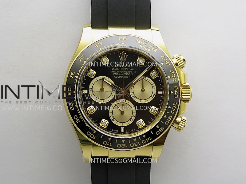 Daytona 126518 Gain Weight WF 1:1 Best Edition Black Dial YG Subdial Diamond Marker On Oysterflex Strap DD4131