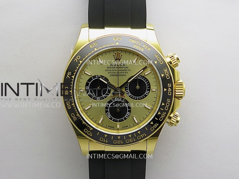 Daytona 126518 Gain Weight WF 1:1 Best Edition YG Gold Dial Black Subdial Stick Marker On Oysterflex Strap DD4131