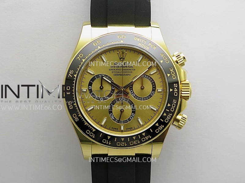 Daytona 126518 Gain Weight WF 1:1 Best Edition YG Gold Dial Gold/Black Subdial Stick Marker On Oysterflex Strap DD4131
