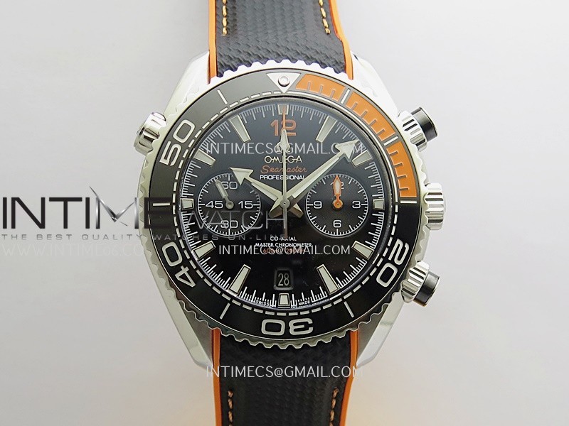 Planet Ocean Master Chronometer Black/Orange Ceramic Bezel SS VRF 1:1 Best Edition Black Dial On Black Rubber Strap A9900