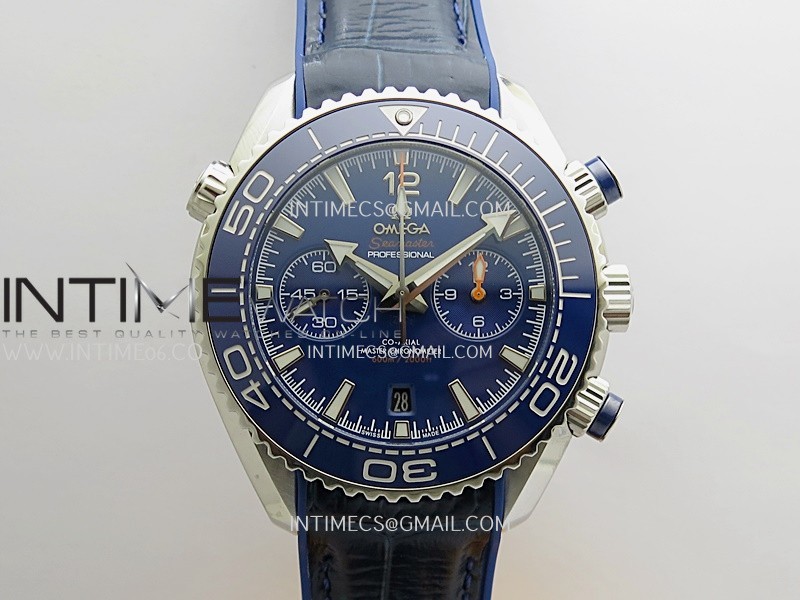 Planet Ocean Master Chronometer Blue Ceramic Bezel SS VRF 1:1 Best Edition Blue Dial On Blue Gummy Strap A9900