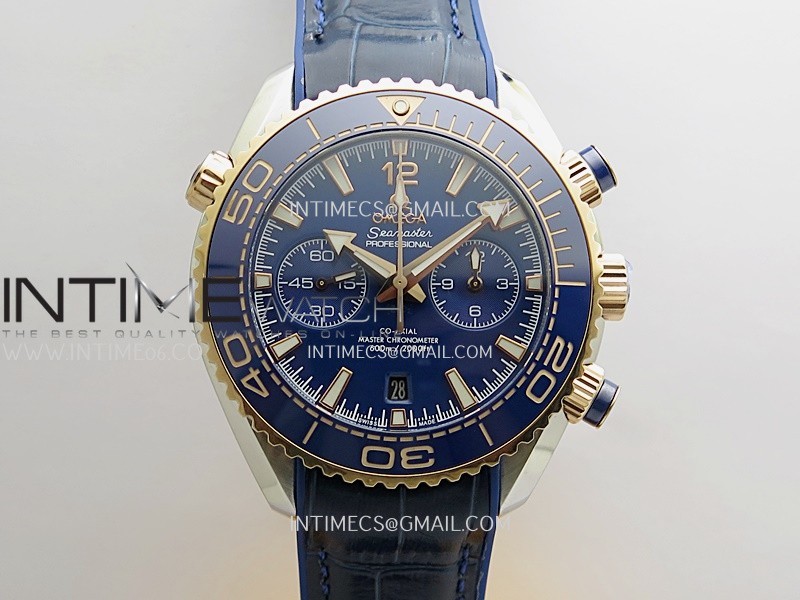 Planet Ocean Master Chronometer Blue Ceramic Bezel SS/RG VRF 1:1 Best Edition Blue Dial On Blue Gummy Strap A9900