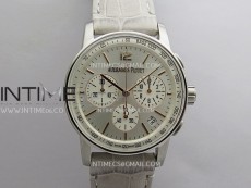 Code 11.59 Chrono 26393 SS APSF 1:1 Best Edition Silver Dial On Gray Leather Strap Super Clone SA4401
