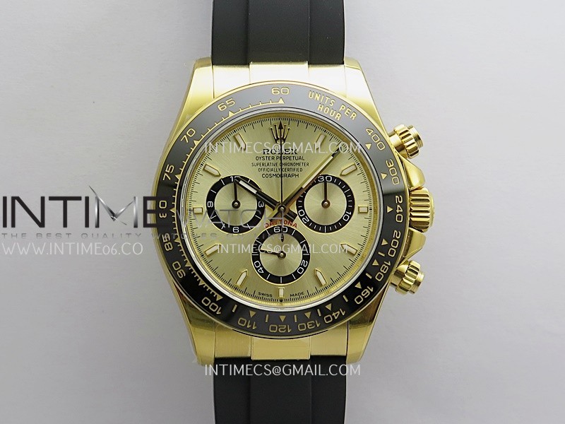 Daytona 126518 UFO Gain Weight 1:1 YG Best Edition Gold Dial On Oysterflex Rubber Strap UF4131 (Free Sprung)