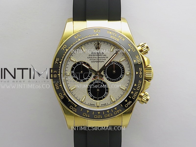 Daytona 126518 UFO Gain Weight 1:1 YG Best Edition Meteorite Dial On Oysterflex Rubber Strap UF4131 (Free Sprung)