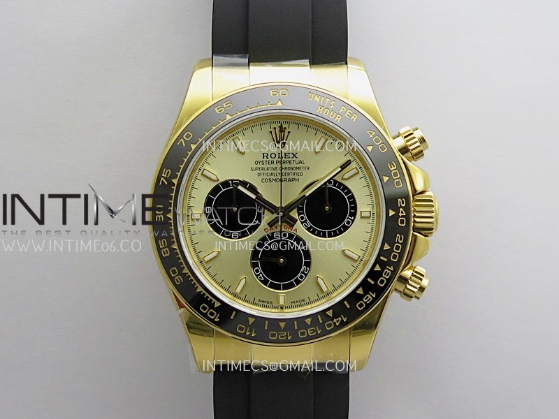 Daytona 126518 UFO Gain Weight 1:1 Best Edition Gold Dial Black Subdial On Oysterflex Rubber Strap UF4131 (Free Sprung)