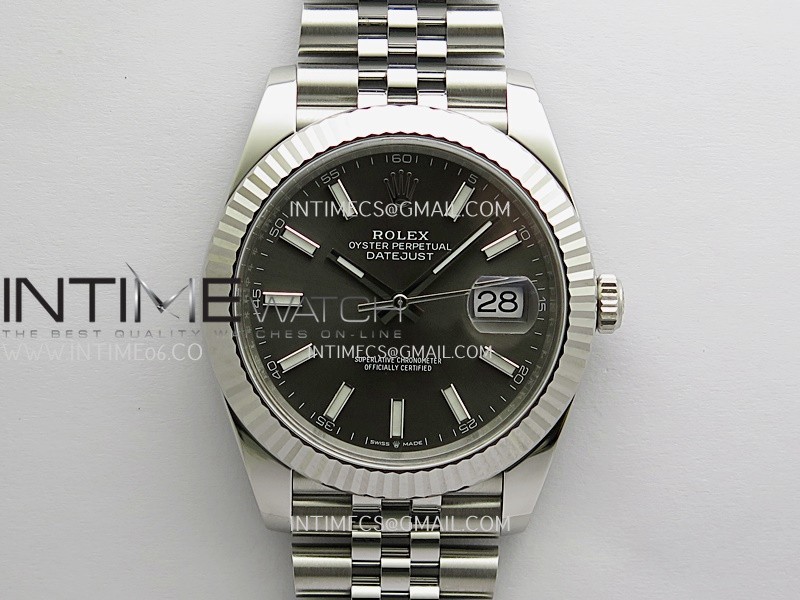 DateJust 41 126334 904L SS VF 1:1 Best Edition Gray Dial Stick Marker On Jubilee Bracelet DD3235
