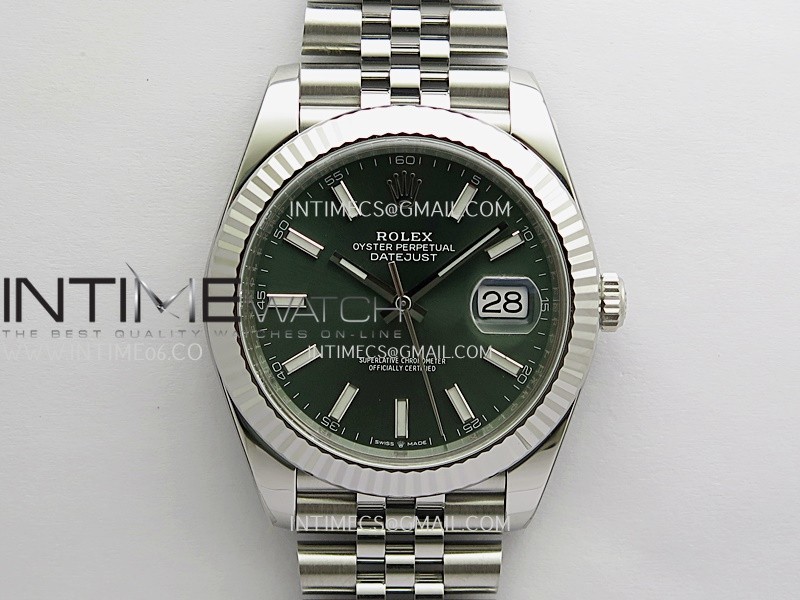 DateJust 41 126334 904L SS VF 1:1 Best Edition Green Dial Stick Marker On Jubilee Bracelet DD3235