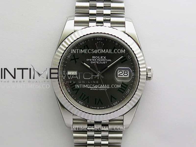 DateJust 41 126334 904L SS VF 1:1 Best Edition Gray Dial Green Roman Marker On Jubilee Bracelet DD3235