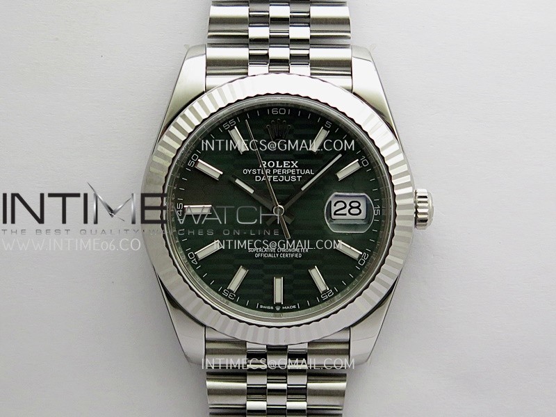 DateJust 41 126334 904L SS VF 1:1 Best Edition Green Fluted Dial Stick Marker On Jubilee Bracelet DD3235