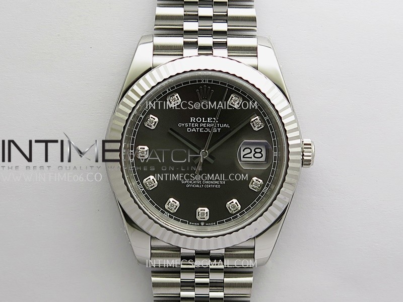 DateJust 41 126334 904L SS VF 1:1 Best Edition Gray Dial Diamond Marker On Jubilee Bracelet DD3235