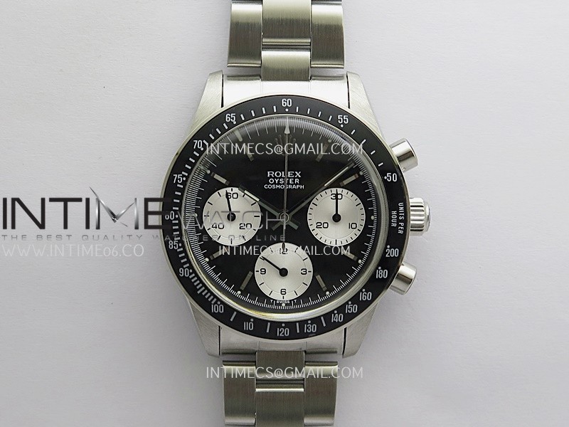 Daytona 6263 SS/Black Bezel MSF Best Edition Black Dial Silver Subdials On SS Bracelet Venus 75