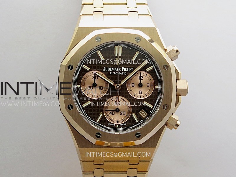 Royal Oak Chrono 26240 RG Gain Weight V2 DDF 1:1 Best Edition Brown Dial RG Bracelet Super Clone DD4401 (SW Dial)