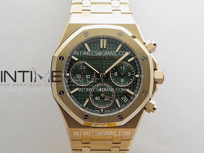 Royal Oak Chrono 26240 RG Gain Weight V2 DDF 1:1 Best Edition Green Dial RG Bracelet Super Clone DD4401 (SW Dial)