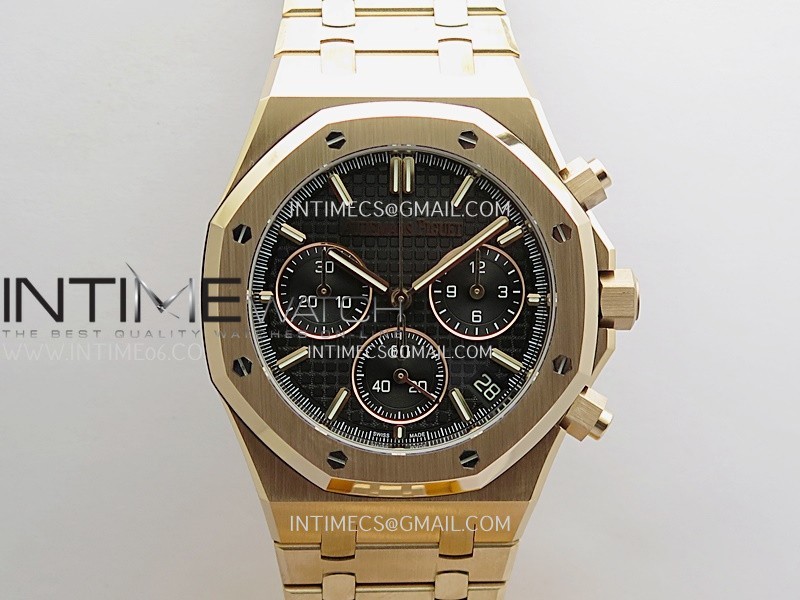 Royal Oak Chrono 26240 RG Gain Weight V2 DDF 1:1 Best Edition Black Dial RG Bracelet Super Clone DD4401 (SW Dial)