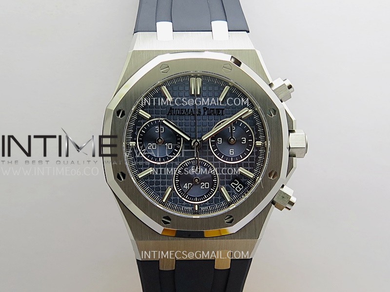 Royal Oak Chrono 26240 SS V2 DDF 1:1 Best Edition Blue Dial On Black Rubber Strap Super Clone DD4401 (SW Dial)