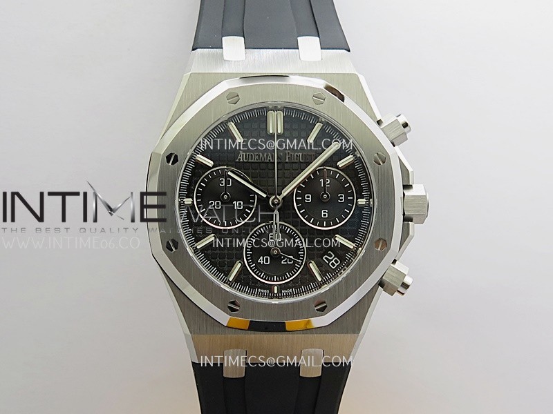 Royal Oak Chrono 26240 SS V2 DDF 1:1 Best Edition Black Dial On Black Rubber Strap Super Clone DD4401 (SW Dial)