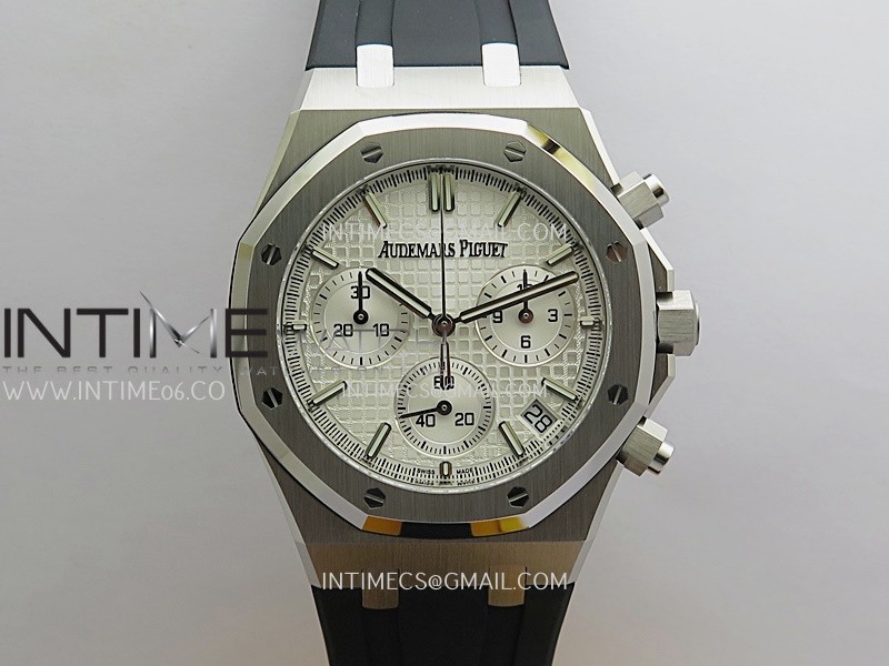 Royal Oak Chrono 26240 SS V2 DDF 1:1 Best Edition Silver Dial On Black Rubber Strap Super Clone DD4401 (SW Dial)
