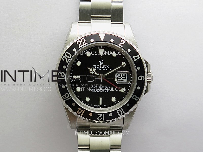 GMT-Master 16710 Black Bezel SS BP Best Edition Black Dial On Oyster Bracelet Super Clone 3186