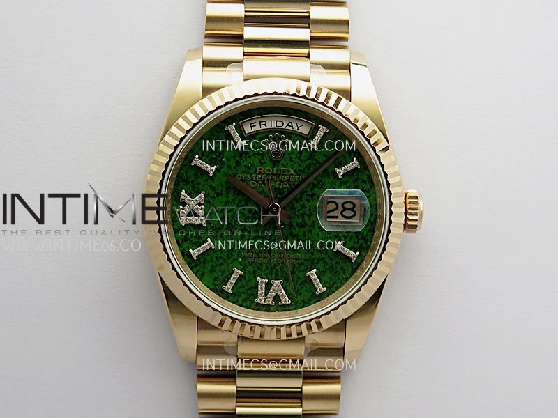 Daydate 128235 36mm RG QHF Best Edition Green Aventurine Dial On RG President Bracelet A2834