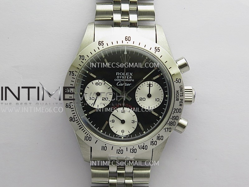 Daytona 6262 Cartier SS MSF Best Edition Black Dial Silver Subdials On SS Jubilee Bracelet Venus 75