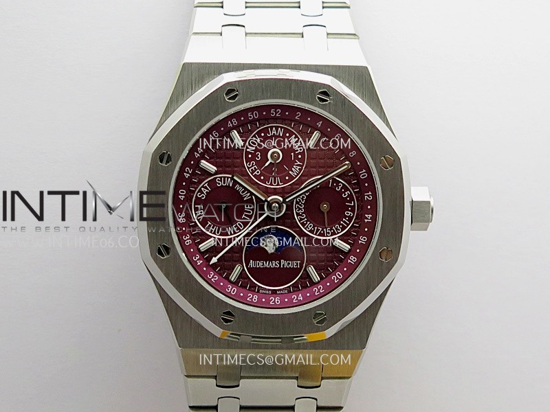 Royal Oak 41mm Complicated 26574 SS BBS Best Edition Burgundy Dial On SS Bracelet A5134