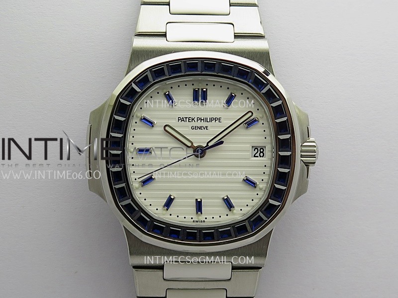 Nautilus 5711/1A Blue T Diamond SS GRF 1:1 Best Edition White Textured Dial On SS Bracelet Asian 26-330