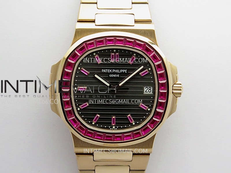 Nautilus 5711/1A RedT Diamond RG GRF 1:1 Best Edition Gray Textured Dial On RG Bracelet Asian 26-330