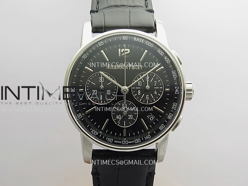 Code 11.59 Chrono 26393 SS APSF 1:1 Best Edition Black Dial On Black Leather Strap Super Clone SA4401