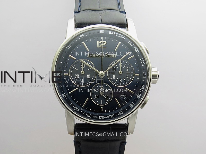 Code 11.59 Chrono 26393 SS APSF 1:1 Best Edition Blue Dial On Black Leather Strap Super Clone SA4401