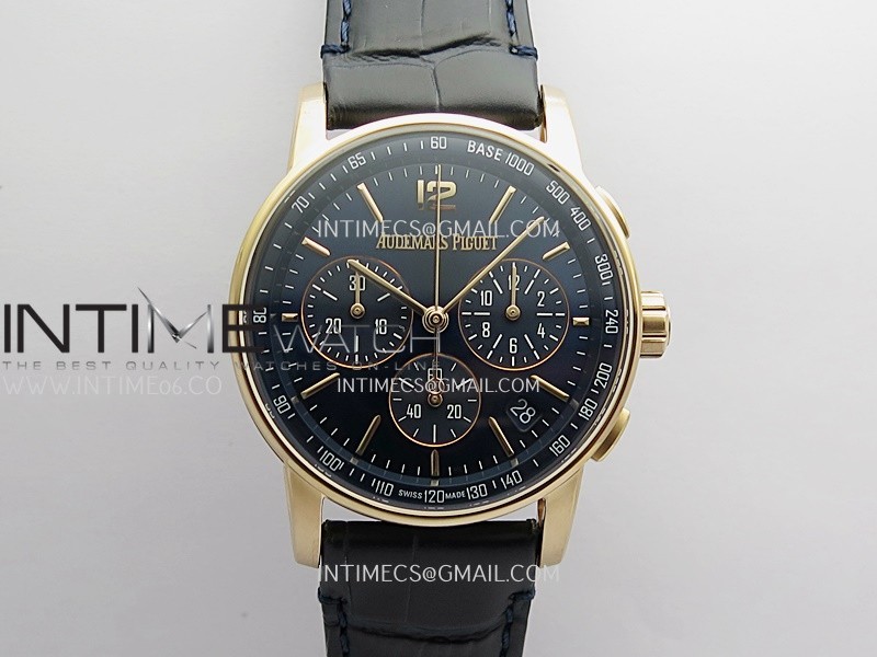 Code 11.59 Chrono 26393 RG APSF 1:1 Best Edition Blue Dial On Black Leather Strap Super Clone SA4401