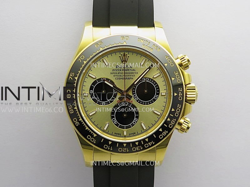 Daytona 126518 Gain Weight Clean Plus 1:1 Best Edition YG Gold Dial Black Subdial Stick Marker On Oysterflex Rubber Strap DD4131