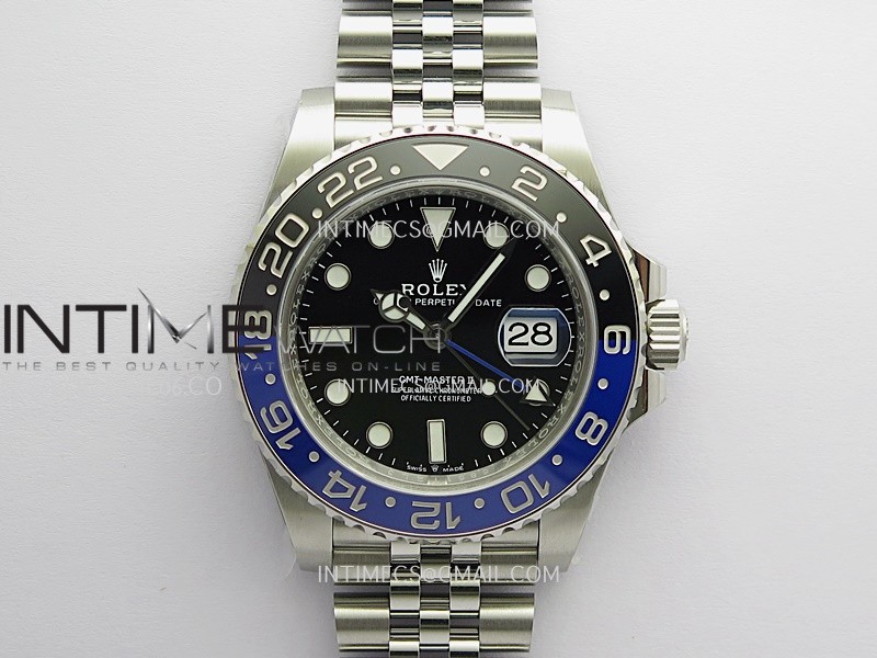 GMT-Master II 126710 BLNR Black/Blue 904L SS Clean Plus 1:1 Best Edition Black Dial On Jubilee Bracelet DD3285 CHS Free Sprung