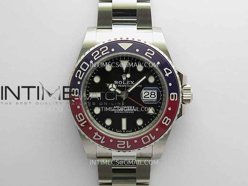 GMT-Master II 126710 BLRO Blue/Red 904L SS Clean Plus 1:1 Best Edition Black Dial On Oyster Bracelet DD3285 CHS Free Sprung