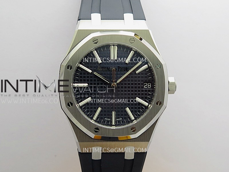 Royal Oak 41mm 15510 SS DDF 1:1 Best Edition Blue Dial On Blue Rubber Strap Super Clone DD4302