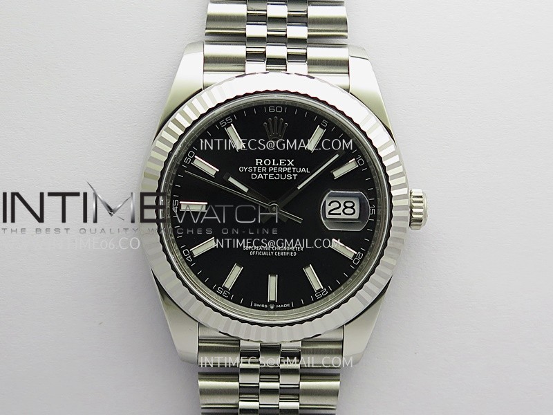 DateJust 41 126334 904L SS VF 1:1 Best Edition Black Dial Stick Marker On Jubilee Bracelet DD3235