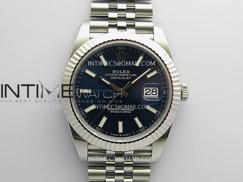 DateJust 41 126334 904L SS V2 VSF 1:1 Best Edition Blue Dial Stick Marker On Jubilee Bracelet DD3235