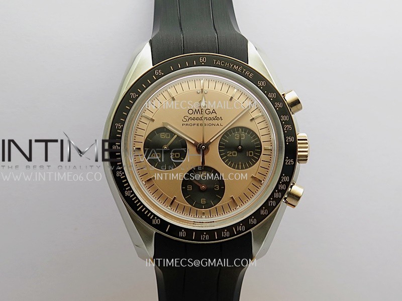 Speedmaster Professional SS/RG N1F Best Edition RG Dial Black Subdial On Black Rubber Strap Asian 3861