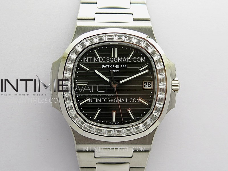 Nautilus 5711 T Diamond Bezel DDF 1:1 Best Edition Black Dial On SS Bracelet Super Clone DD26-330